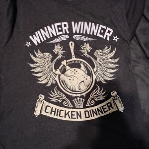 Black Graphic Tee with Chicken Dinner Design